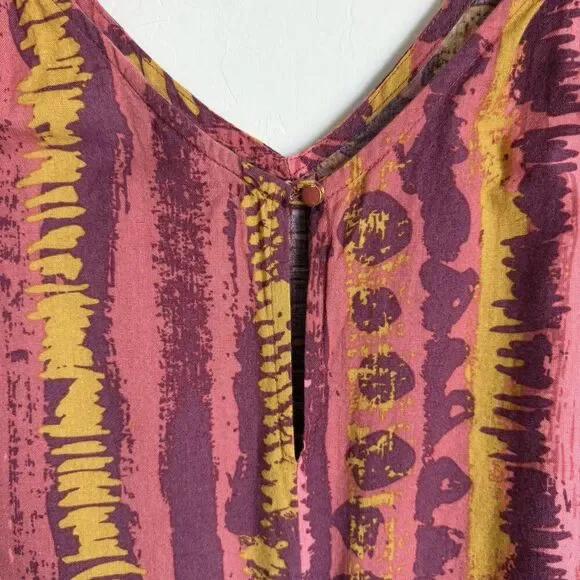 Ashley Stewart Size 22/24 Linen Blend Wide Leg Colorful Artsy Jumpsuit Boho - Picture 13 of 15